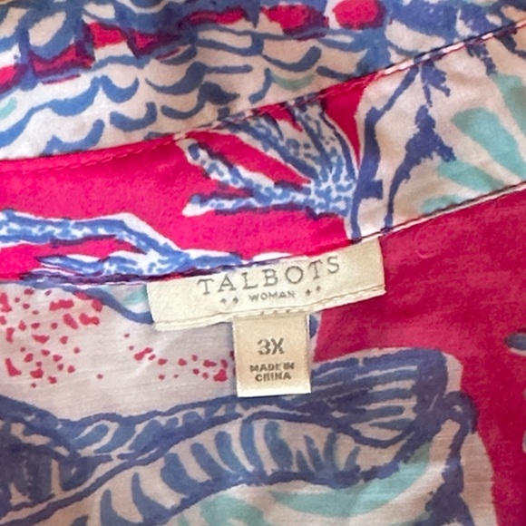 Talbots pink & blue seashell sheer swim beach coverup 3X - Picture 5 of 13